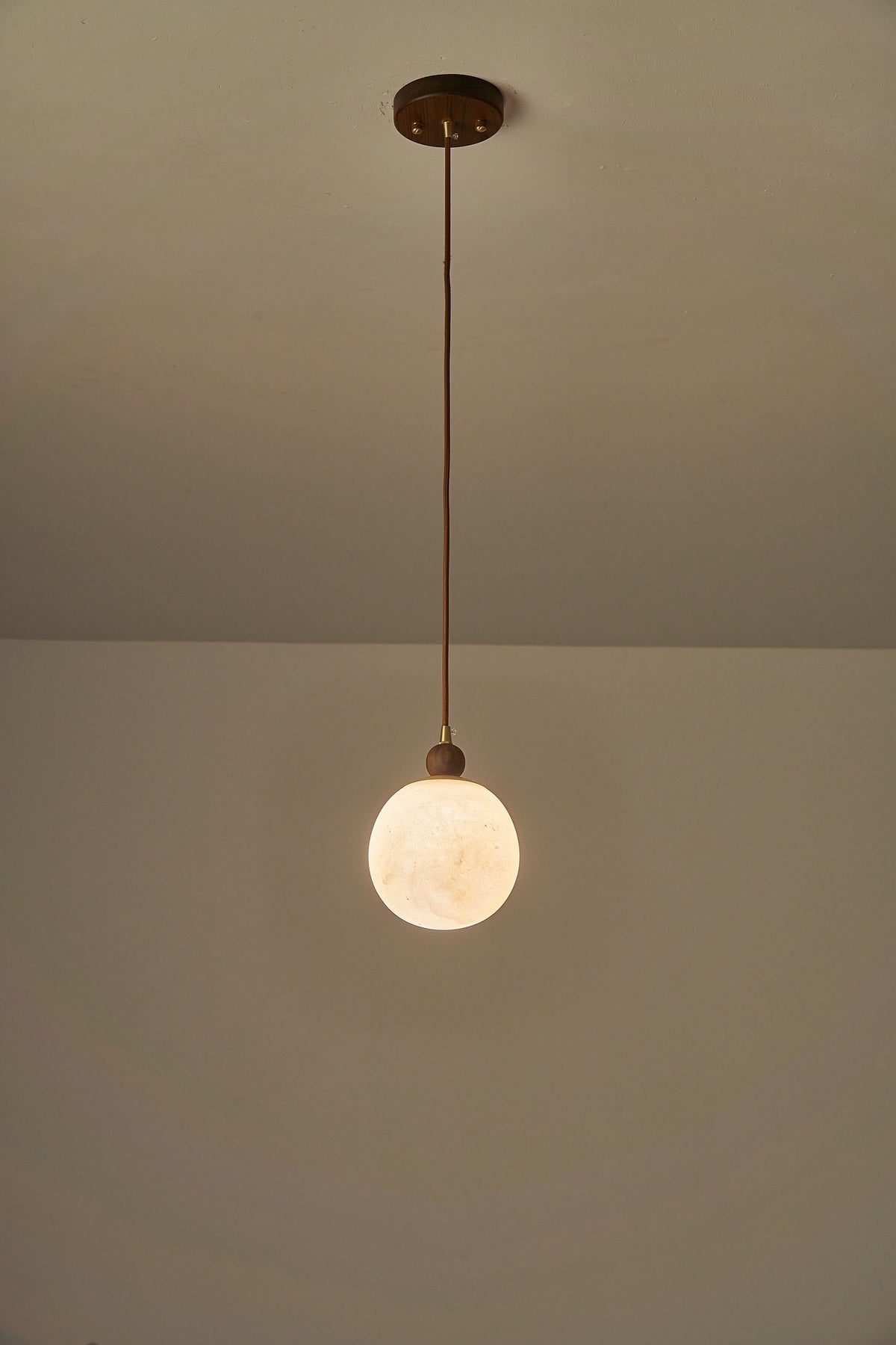 W&F Collection | Alabaster Globe Walnut Pendant Light
