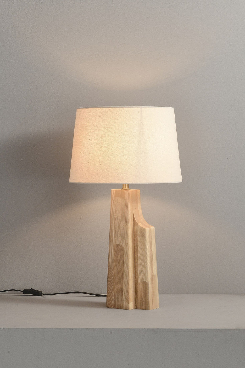 W&F Collection | Ash Wood Table Lamp with Fabric Shade