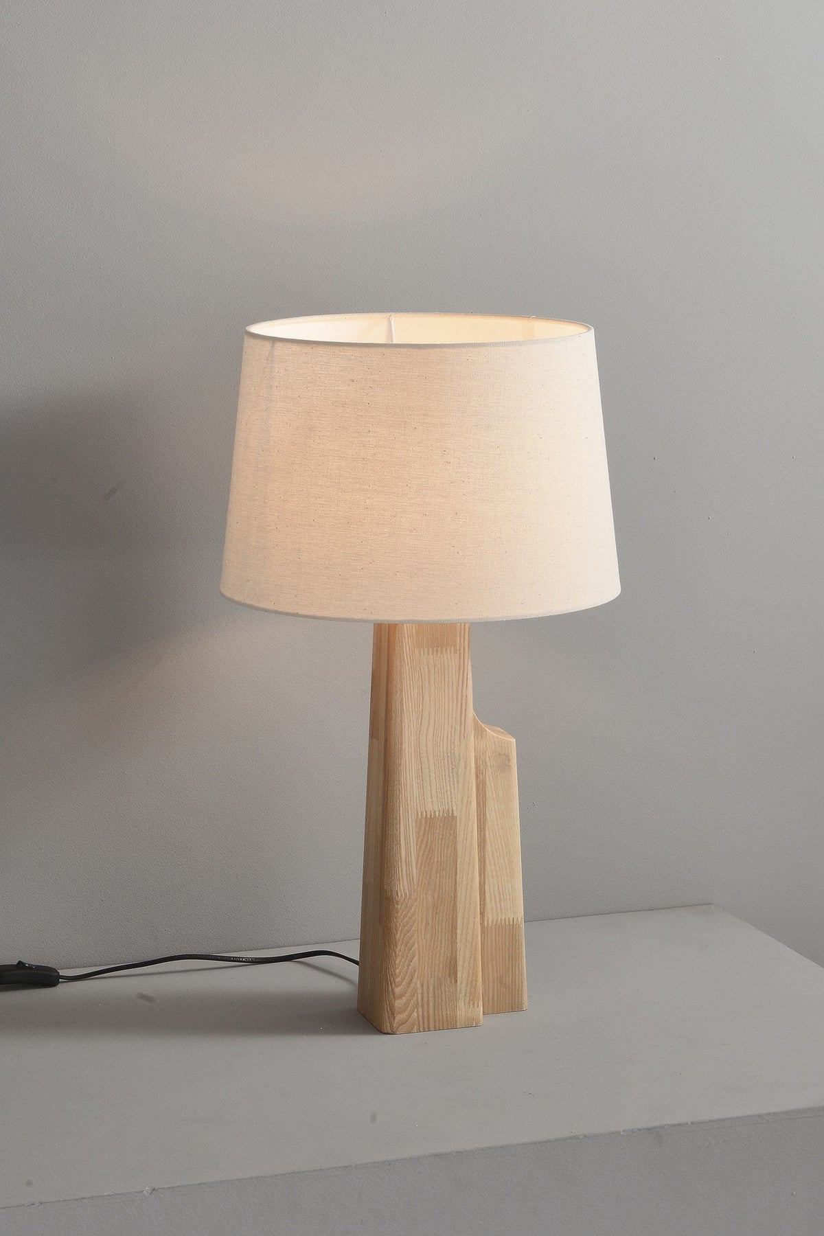 W&F Collection | Ash Wood Table Lamp with Fabric Shade