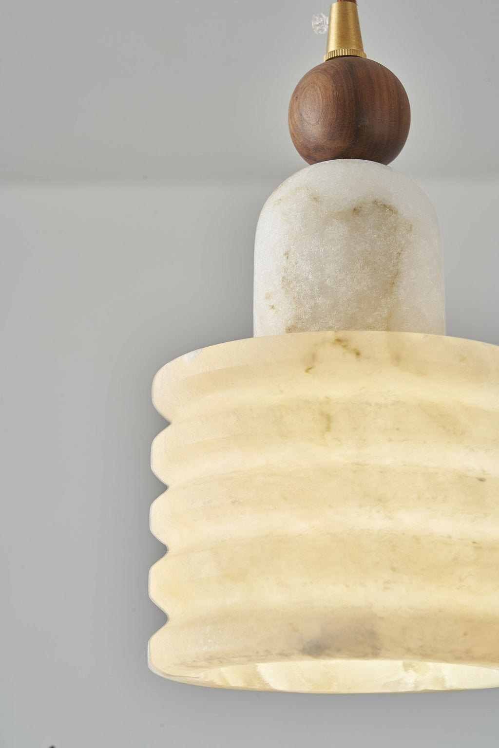W&F Collection | Alabaster and Walnut Single Pendant Light