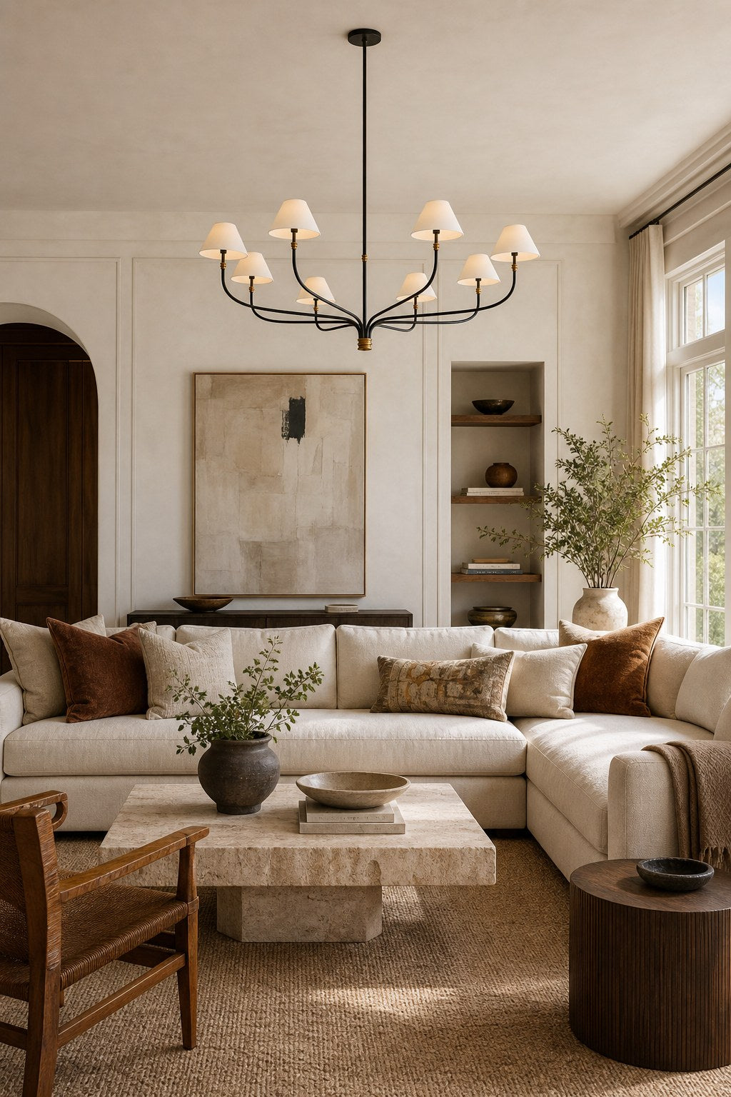 W&F Collection | Brass and Black Linear Chandelier