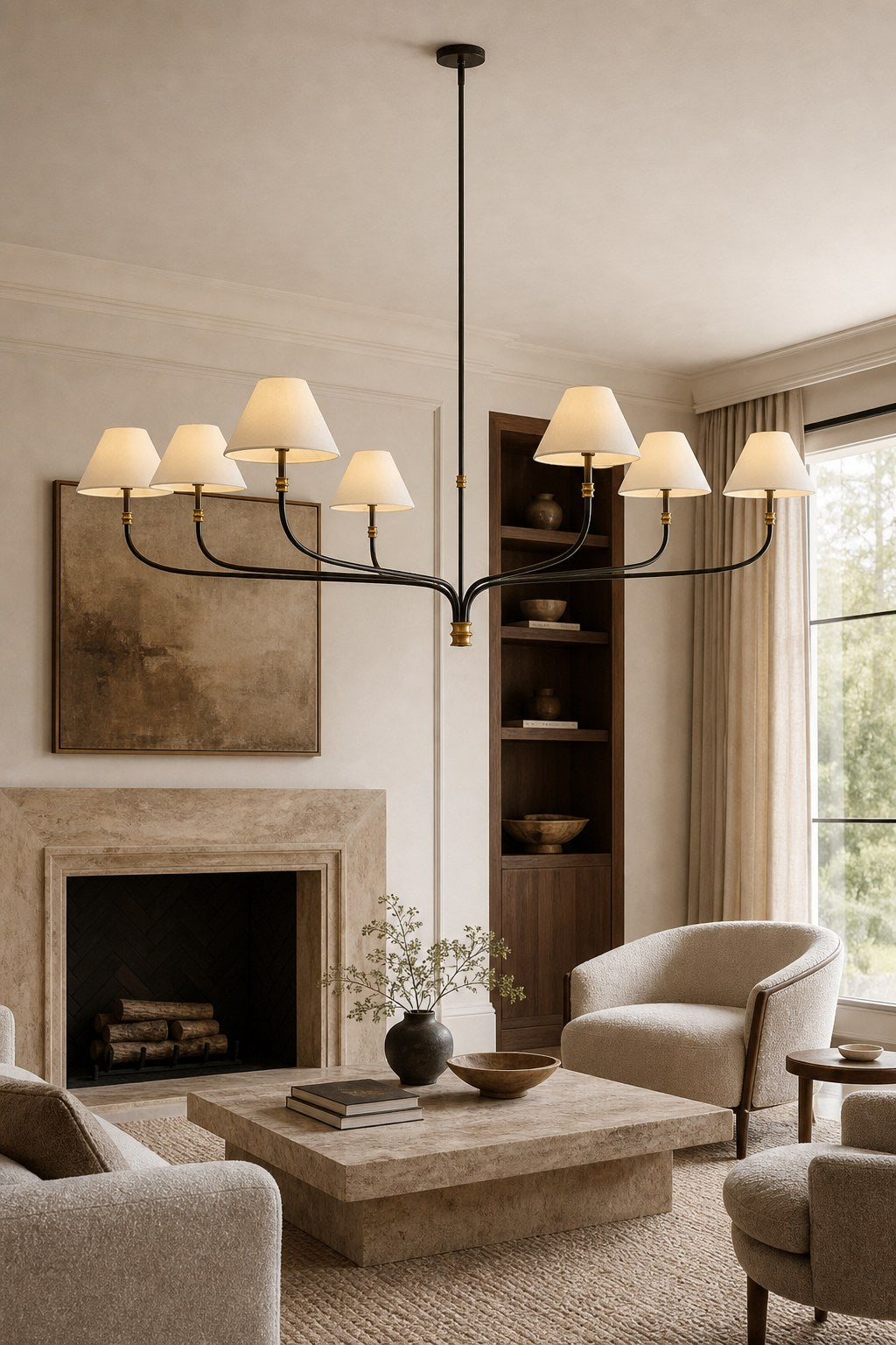 W&F Collection | Brass and Black Linear Chandelier