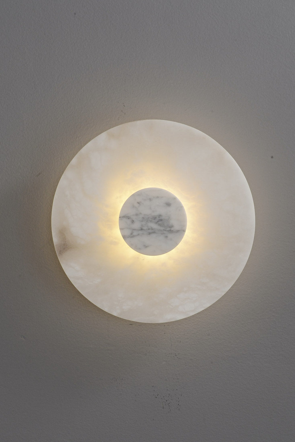 W&F Collection | Alabaster and Marble Round Wall Sconce