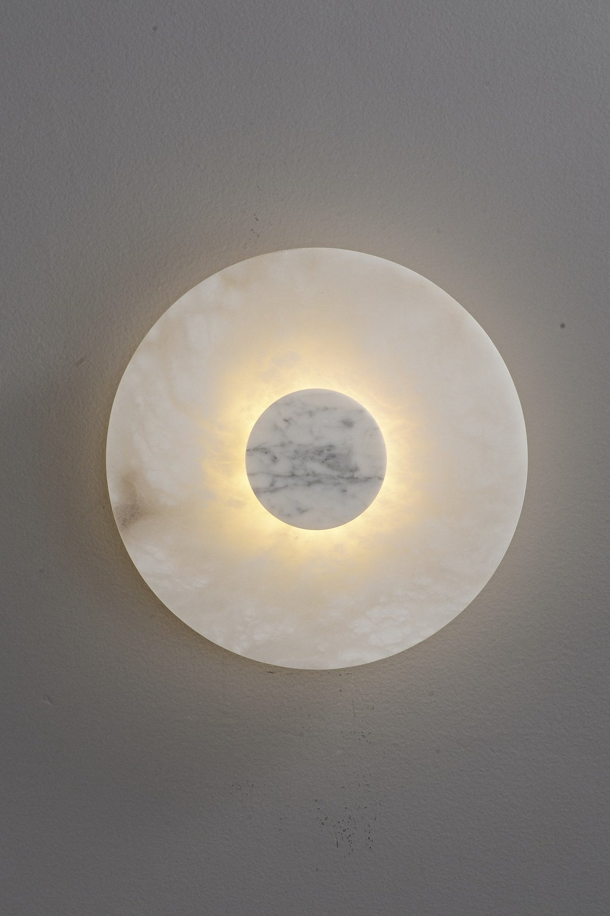 W&F Collection | Alabaster and Marble Round Wall Sconce