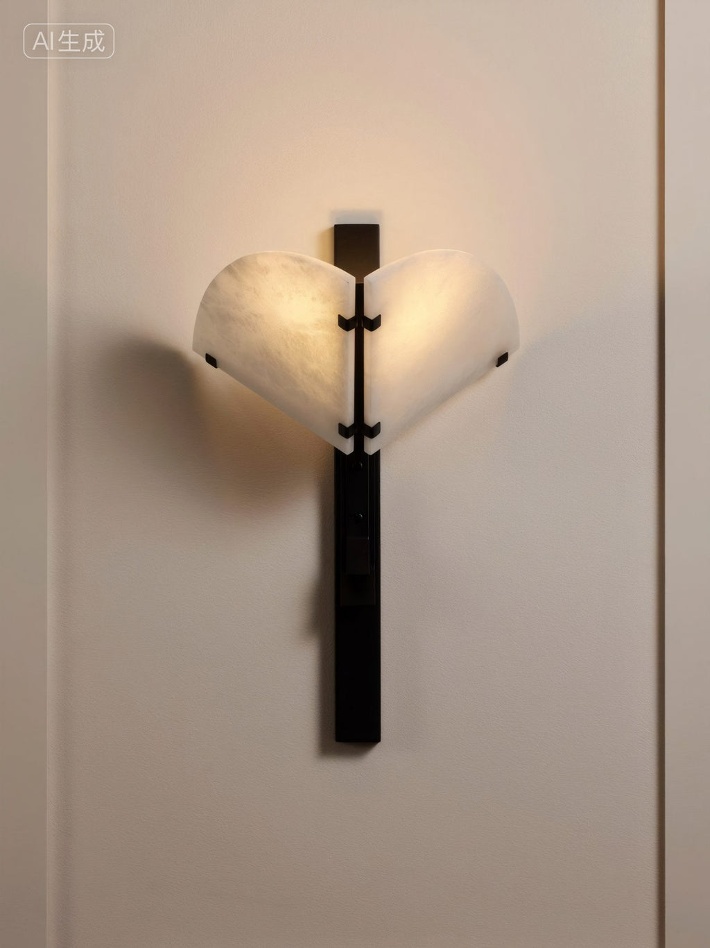 W&F Collection | Alabaster and Black Metal Wall Sconce