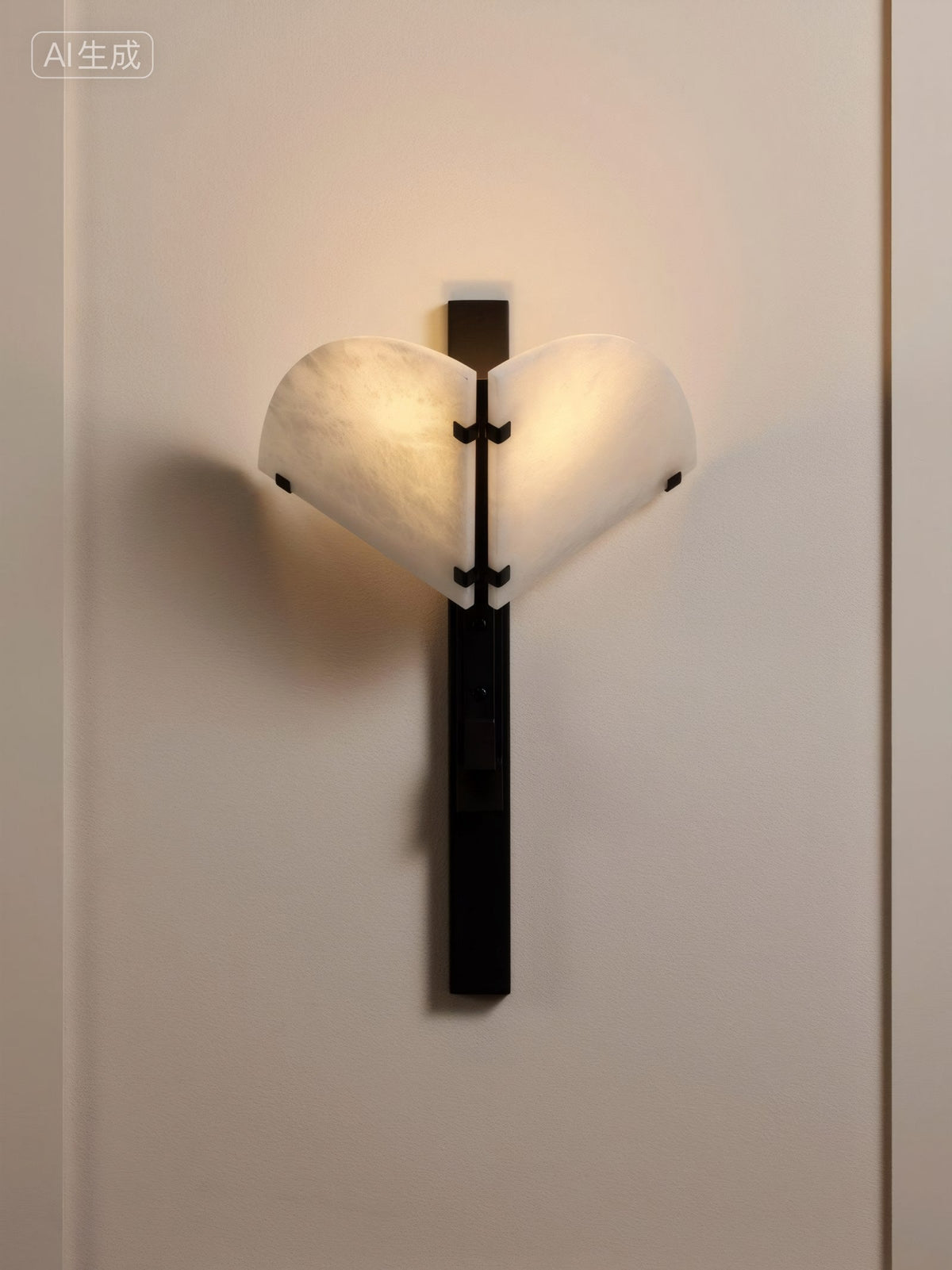 W&F Collection | Alabaster and Black Metal Wall Sconce