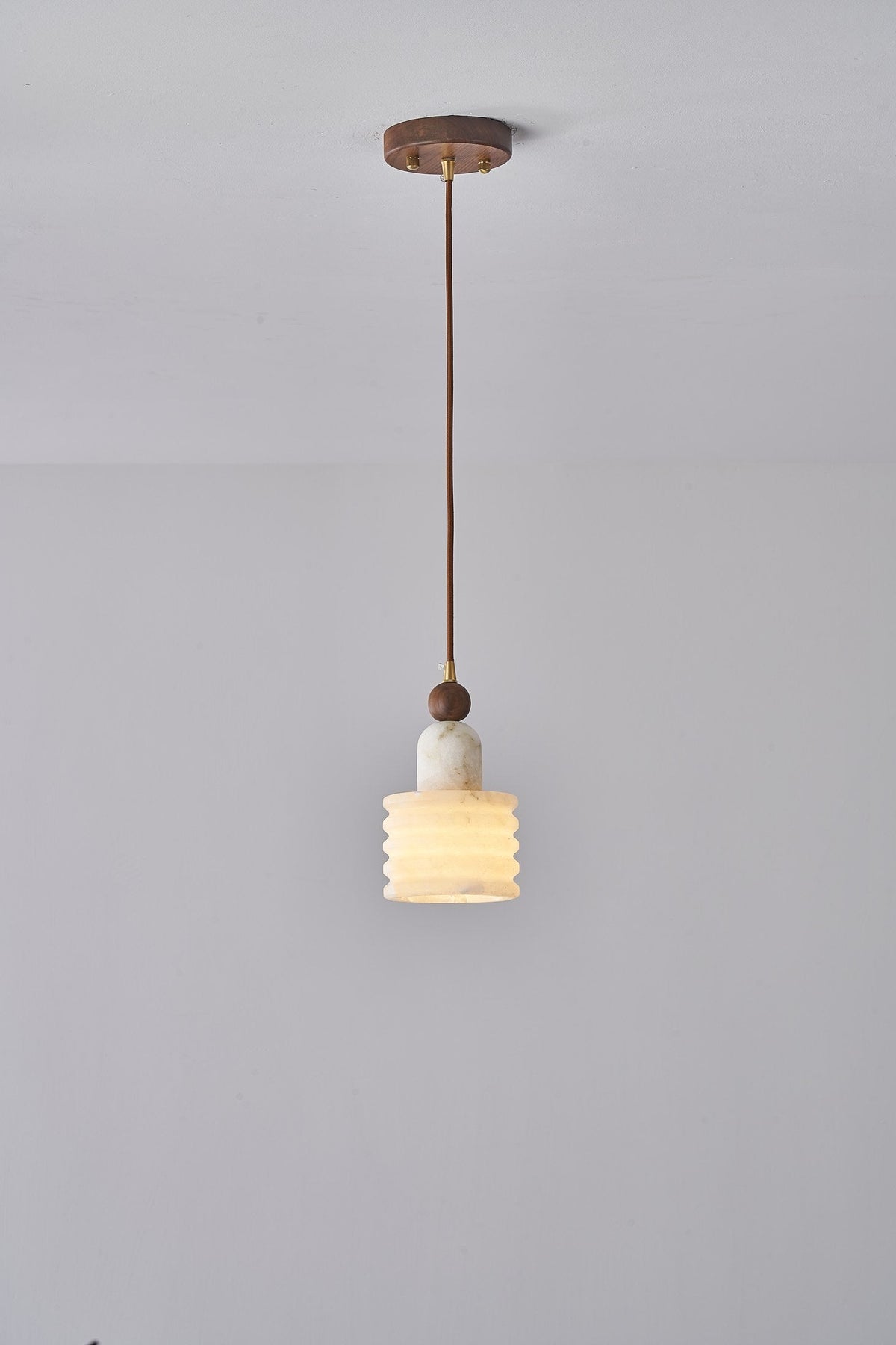 W&F Collection | Alabaster and Walnut Single Pendant Light