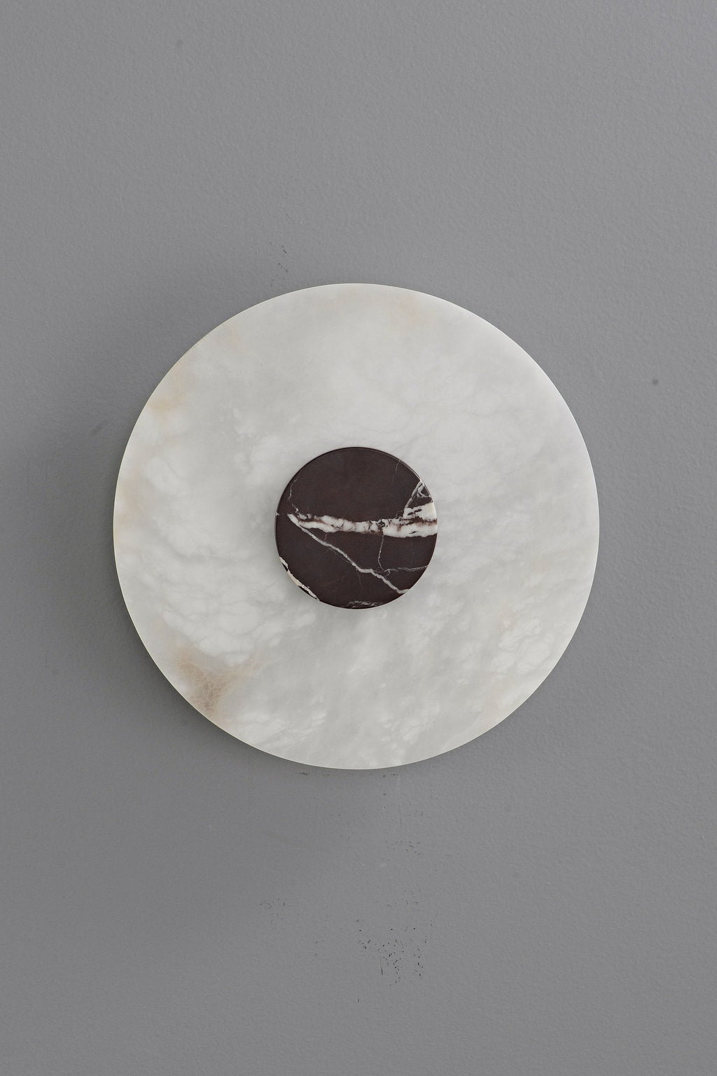 W&F Collection | Alabaster and Marble Round Wall Sconce