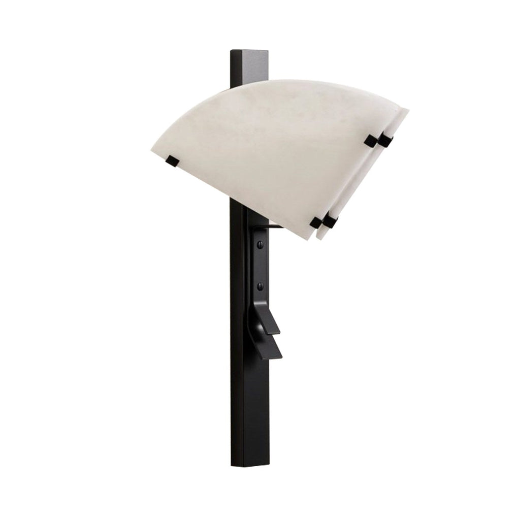 W&F Collection | Alabaster and Black Metal Wall Sconce