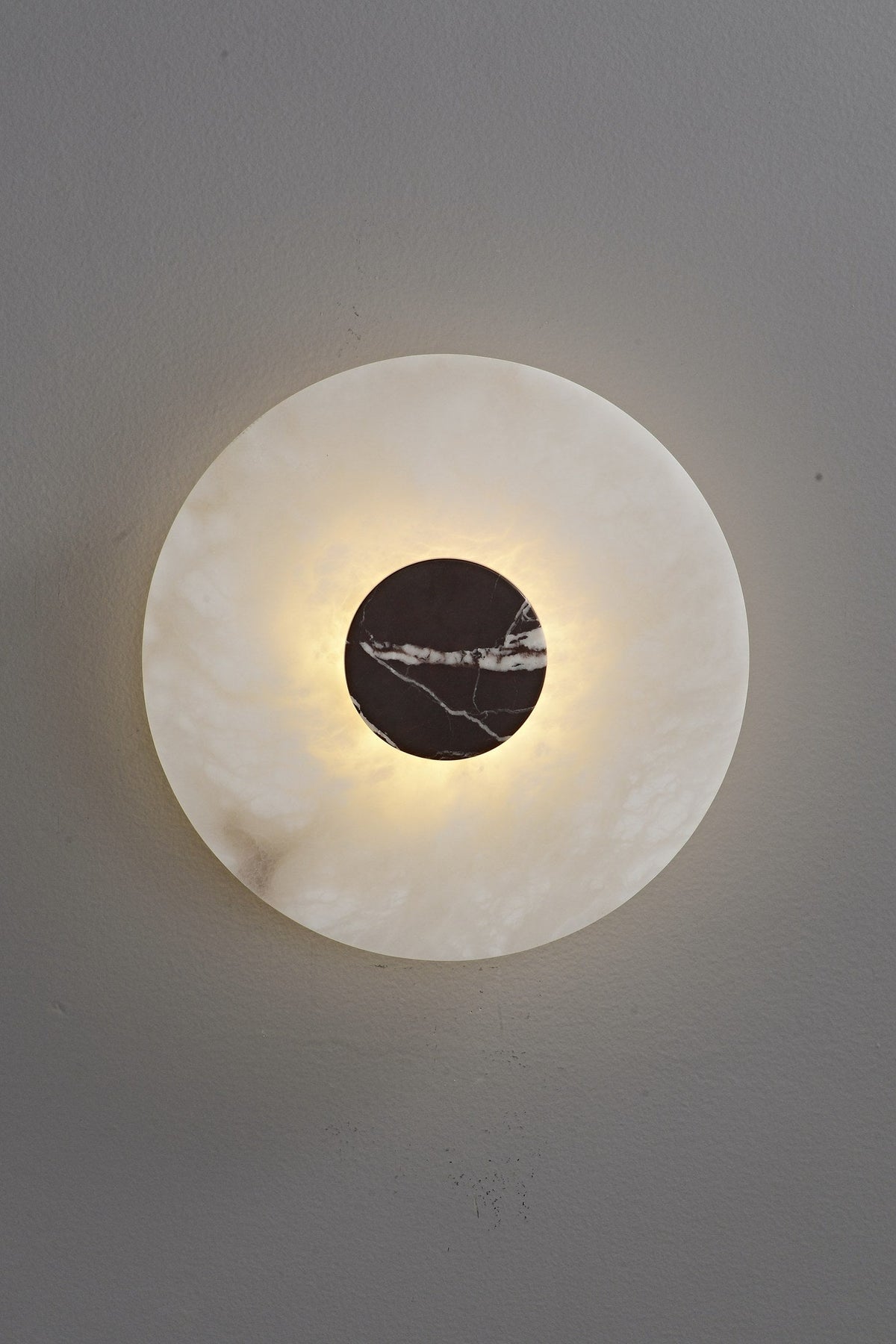 W&F Collection | Alabaster and Marble Round Wall Sconce