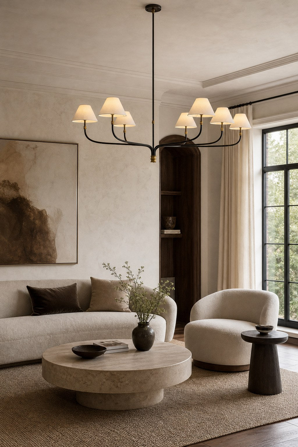 W&F Collection | Brass and Black Linear Chandelier