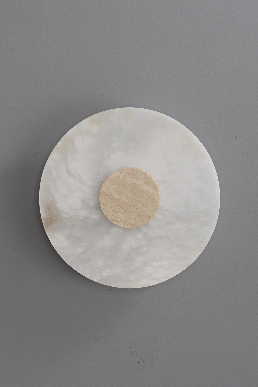 W&F Collection | Alabaster and Marble Round Wall Sconce