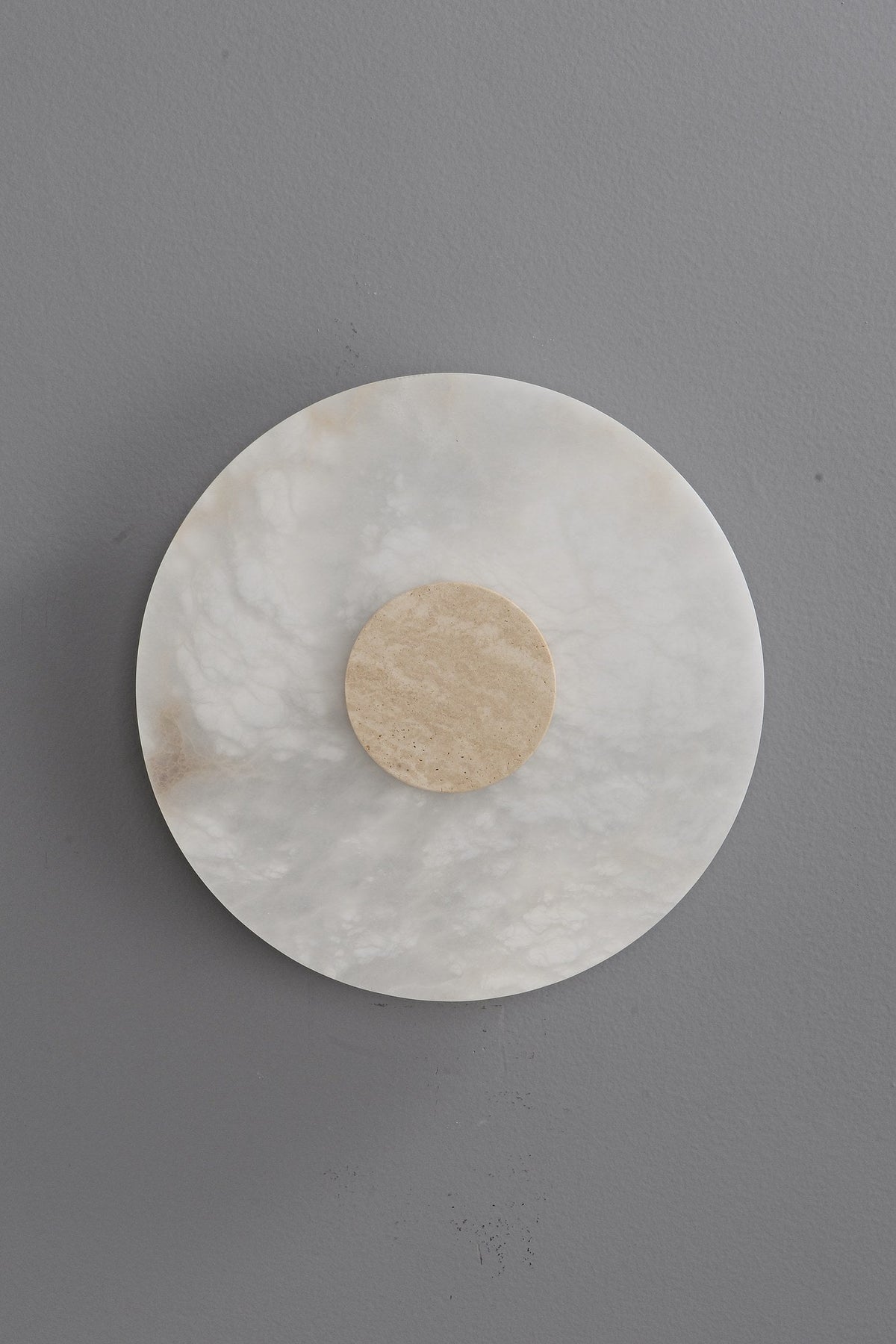 W&F Collection | Alabaster and Marble Round Wall Sconce