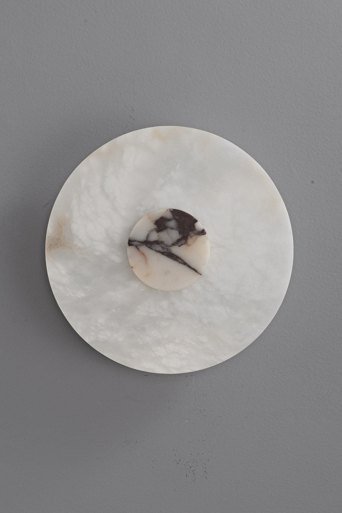 W&F Collection | Alabaster and Marble Round Wall Sconce