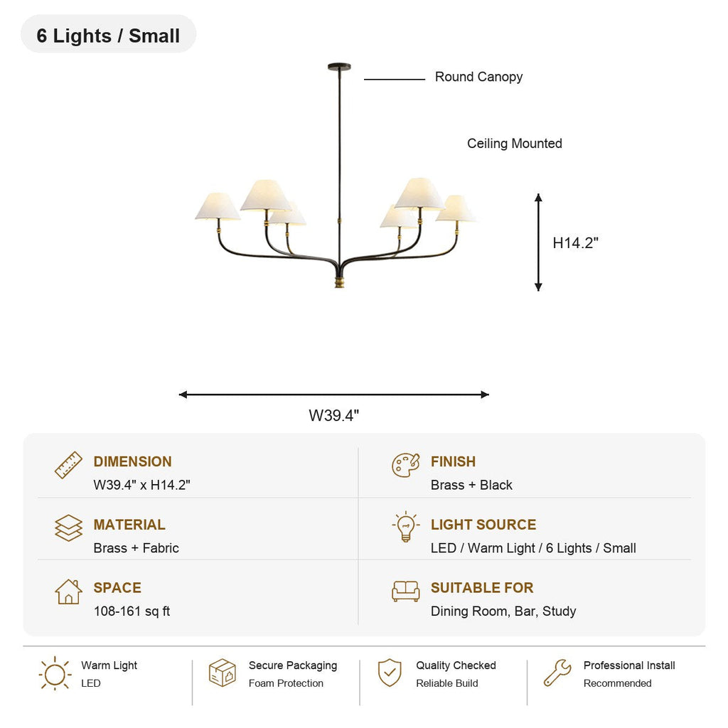 W&F Collection | Brass and Black Linear Chandelier
