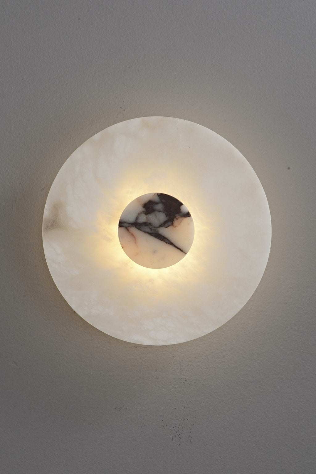 W&F Collection | Alabaster and Marble Round Wall Sconce