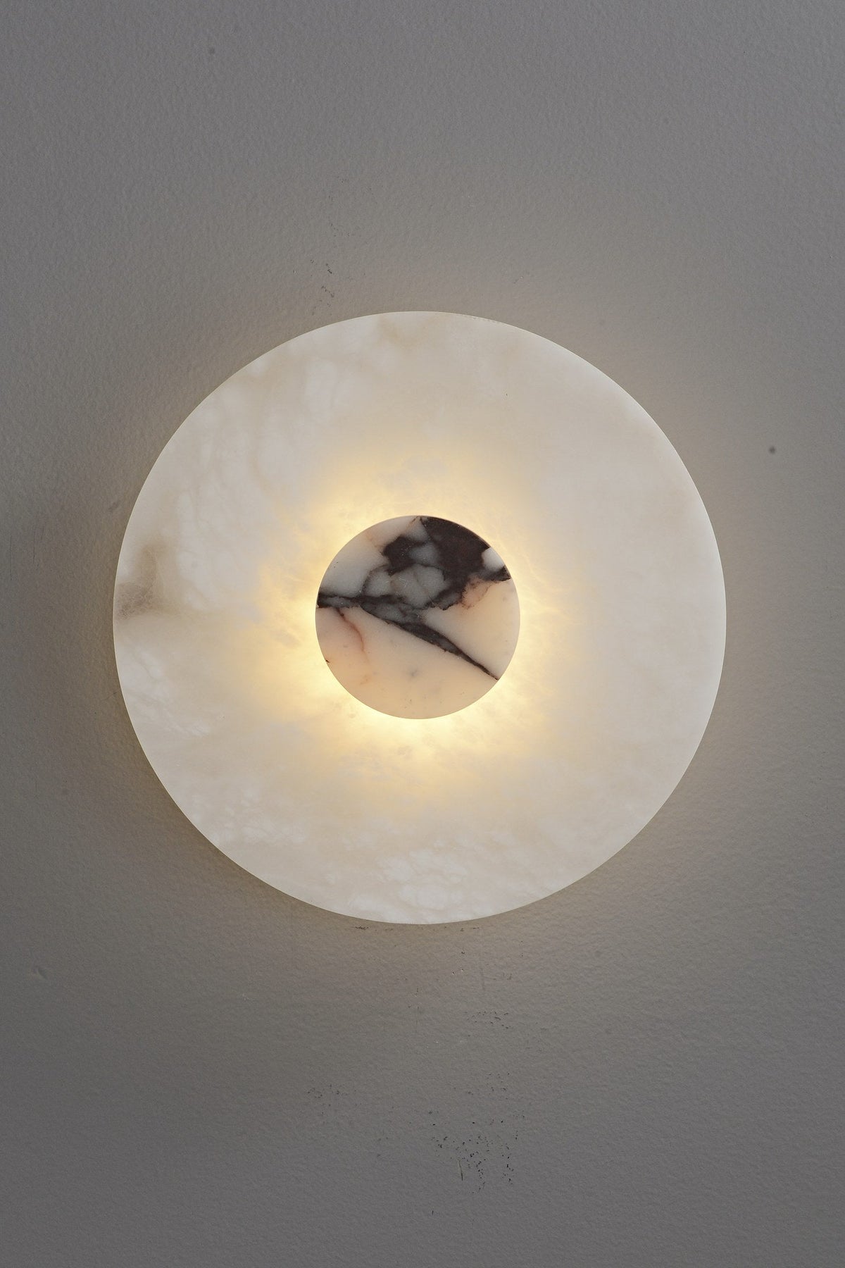 W&F Collection | Alabaster and Marble Round Wall Sconce