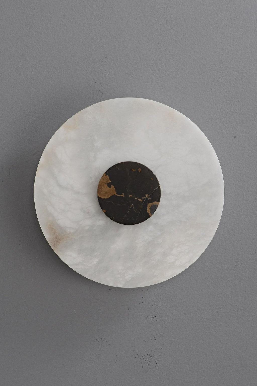 W&F Collection | Alabaster and Marble Round Wall Sconce