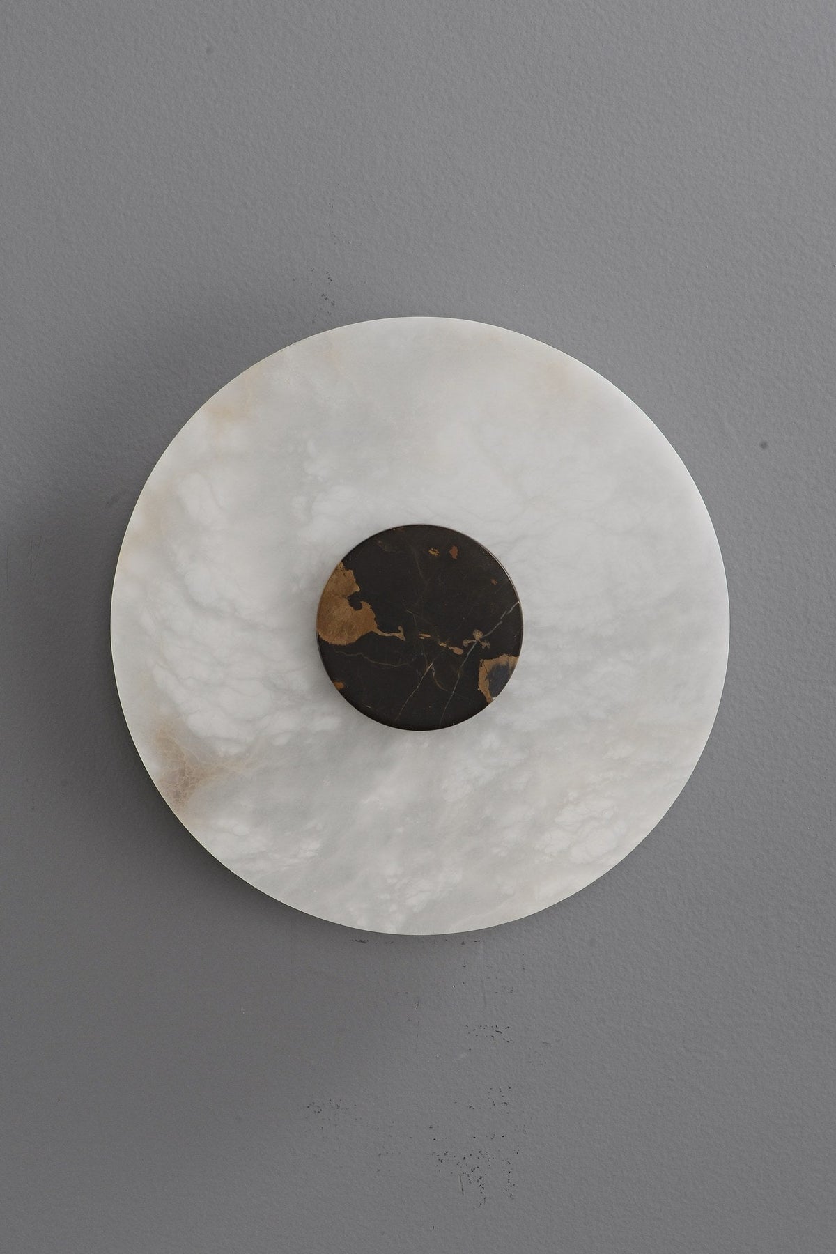 W&F Collection | Alabaster and Marble Round Wall Sconce