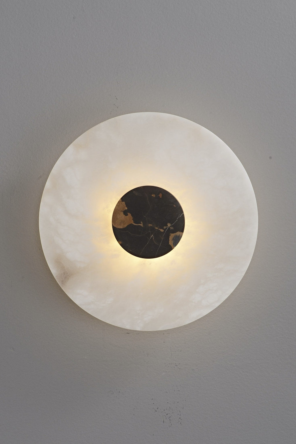 W&F Collection | Alabaster and Marble Round Wall Sconce