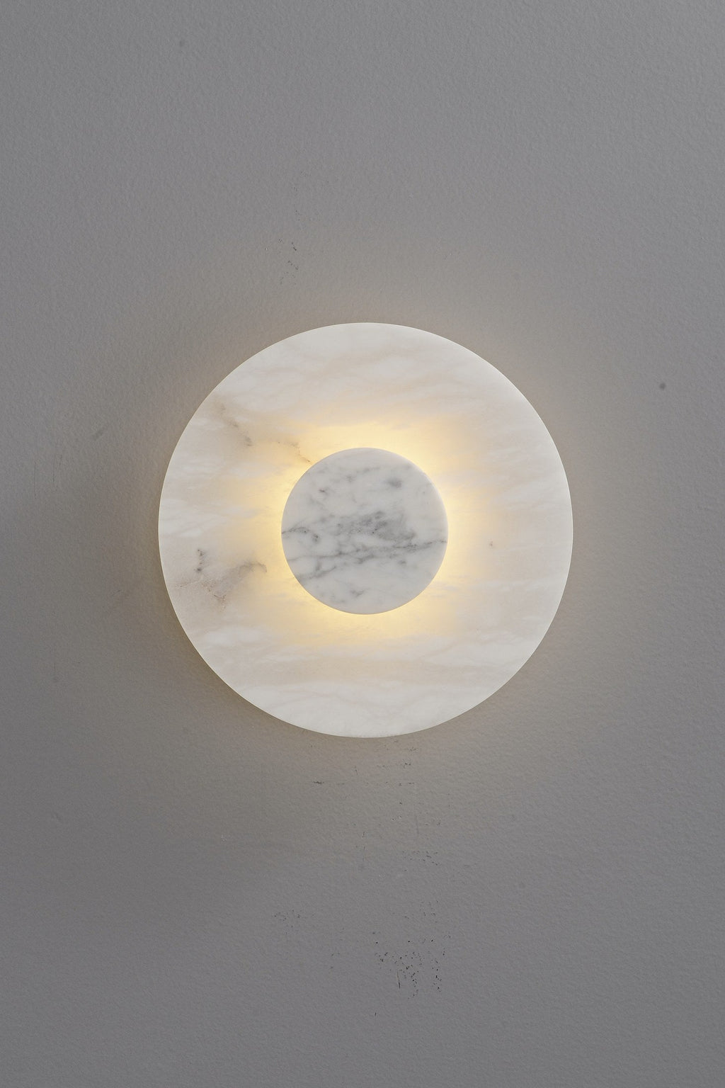 W&F Collection | Alabaster and Marble Round Wall Sconce