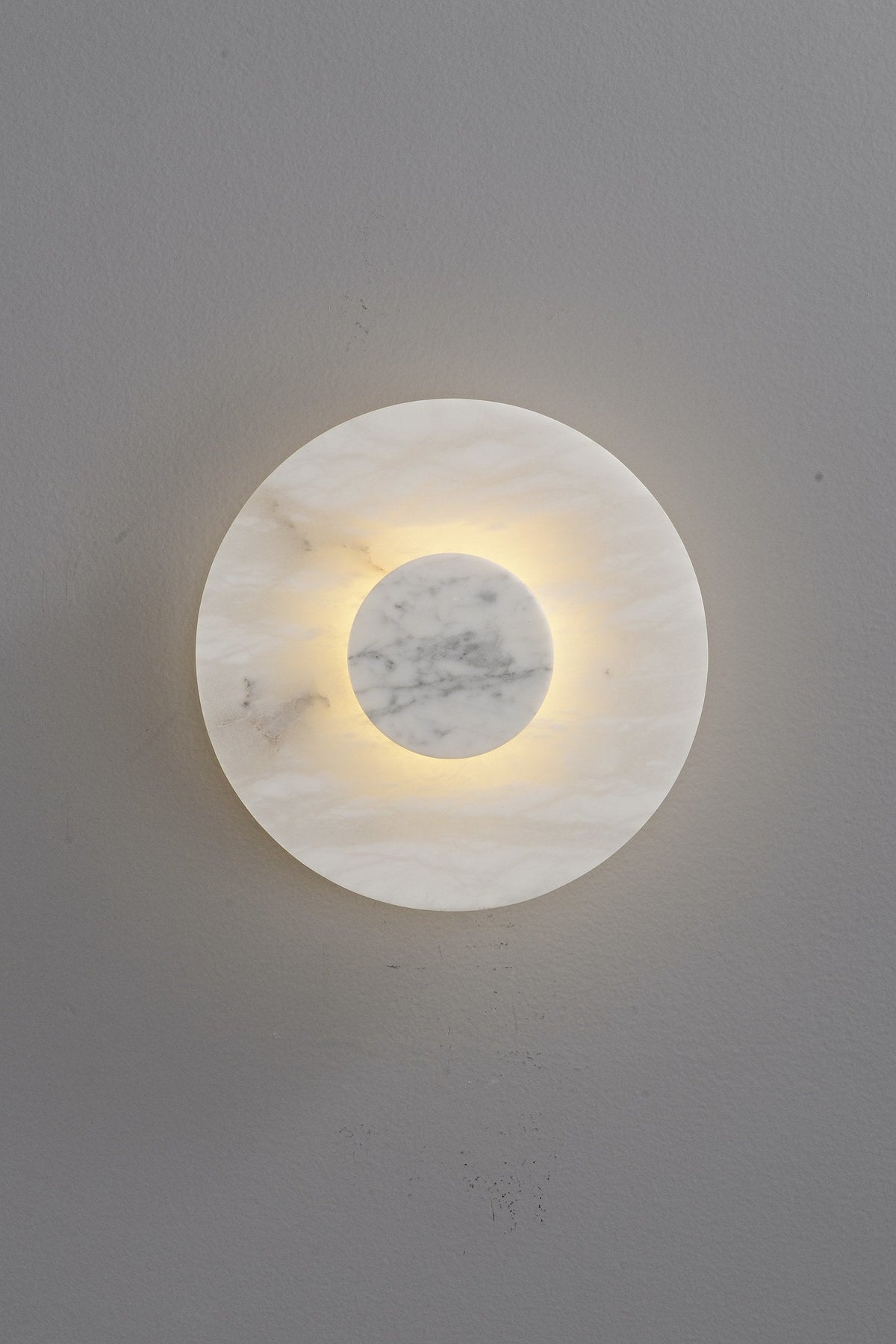 W&F Collection | Alabaster and Marble Round Wall Sconce