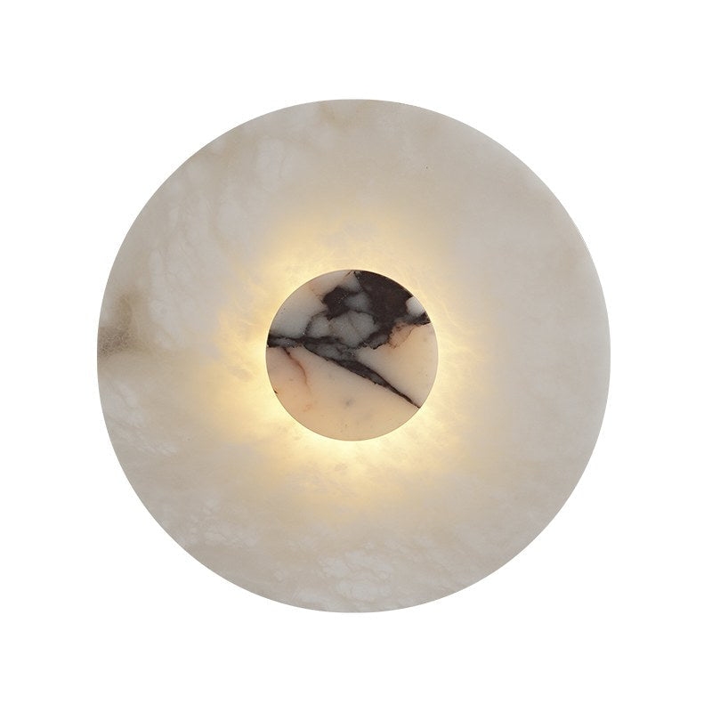 W&F Collection | Alabaster and Marble Round Wall Sconce