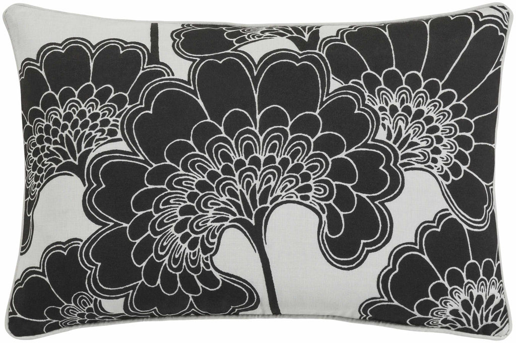 W&F Collection | Montmorency Black Floral Elegance Throw Pillow