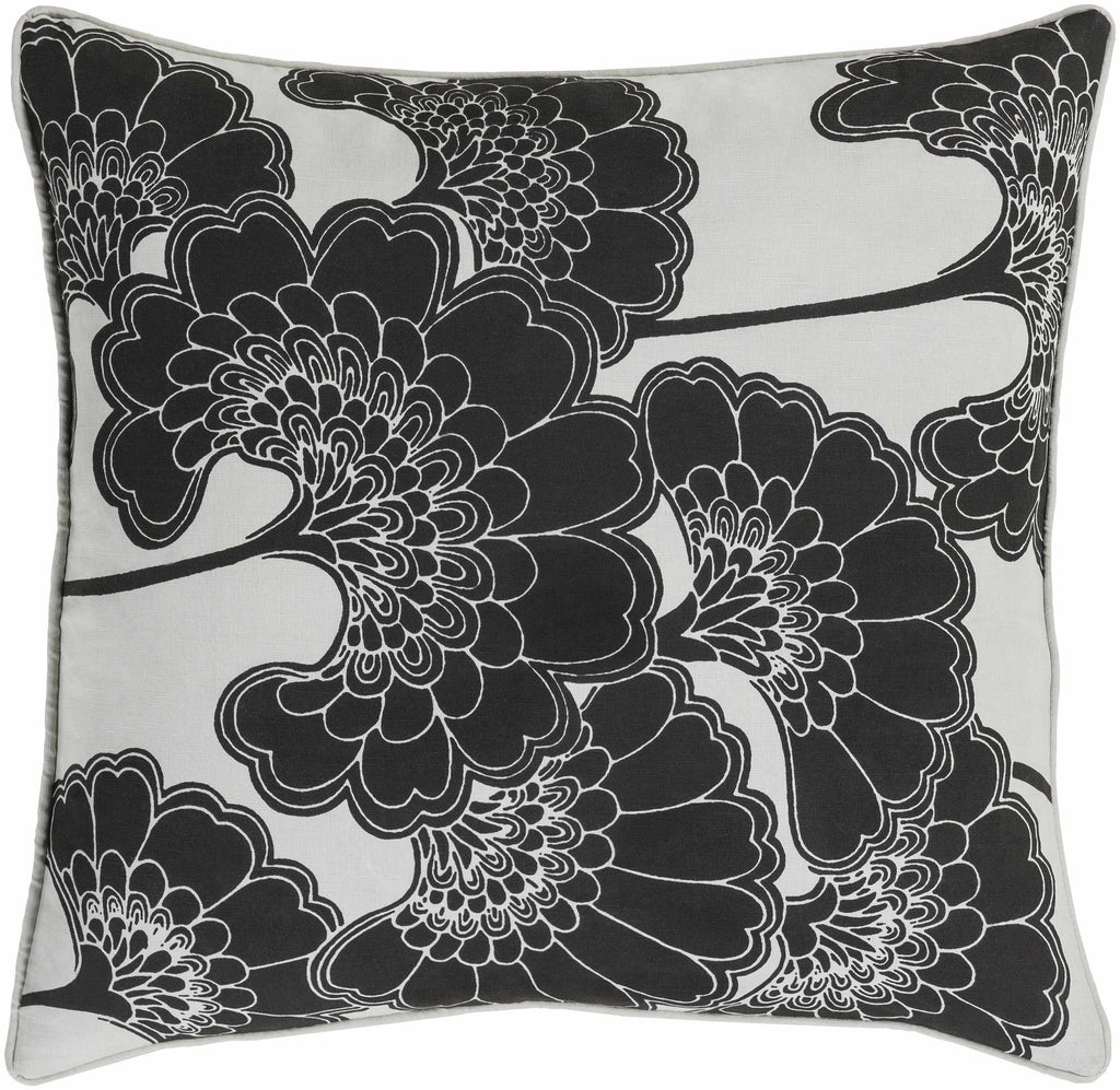 W&F Collection | Montmorency Black Floral Elegance Throw Pillow