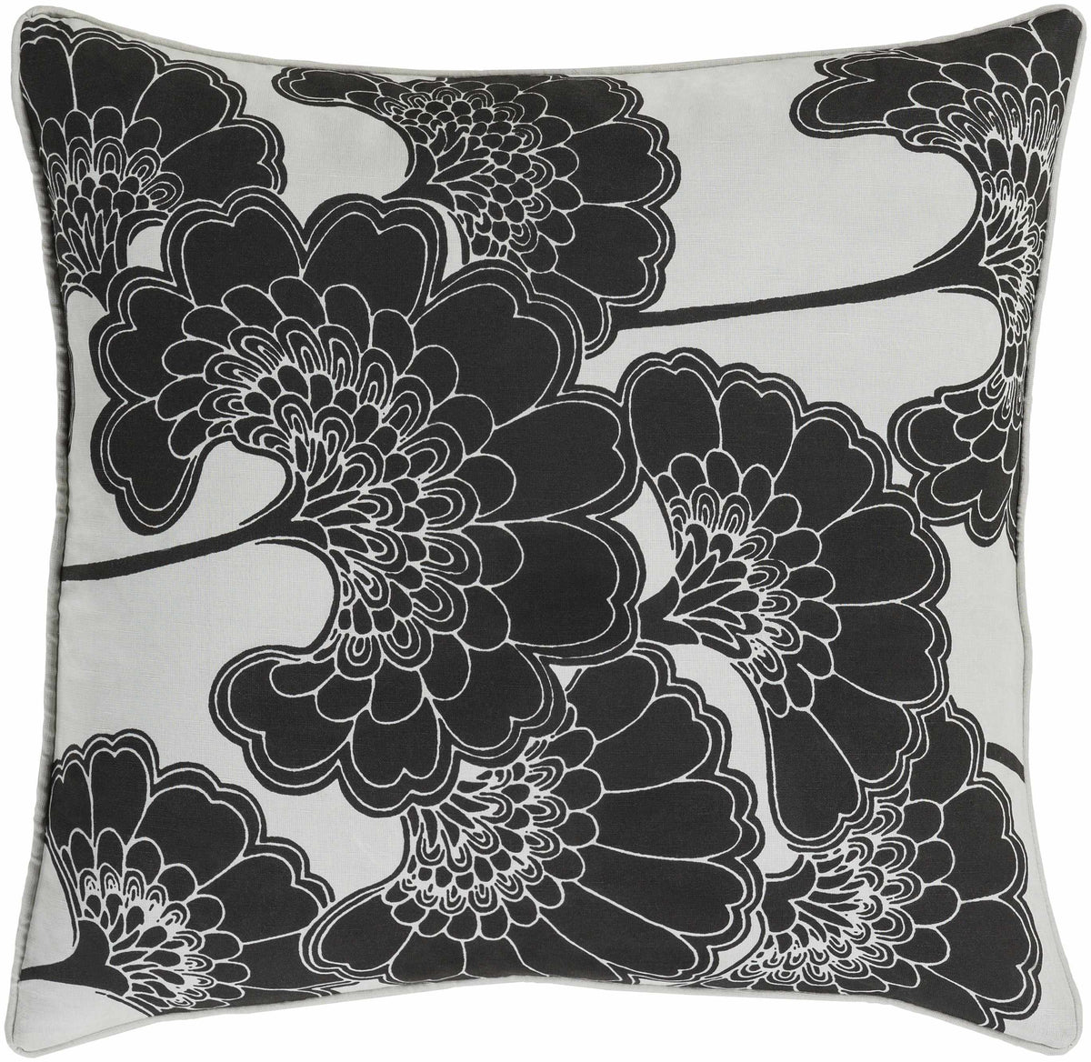 W&F Collection | Montmorency Black Floral Elegance Throw Pillow