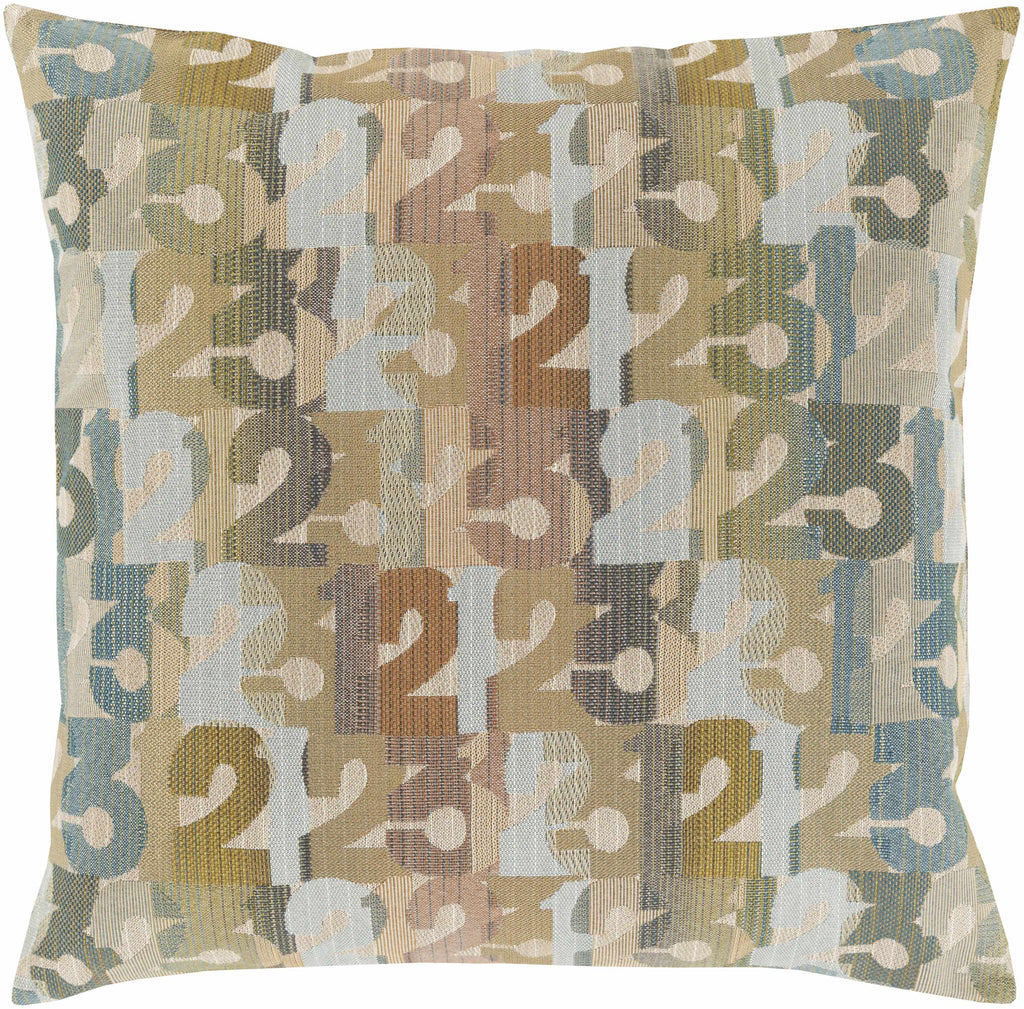 W&F Collection | Mostyn Multicolored Abstract Numbers Accent Pillow