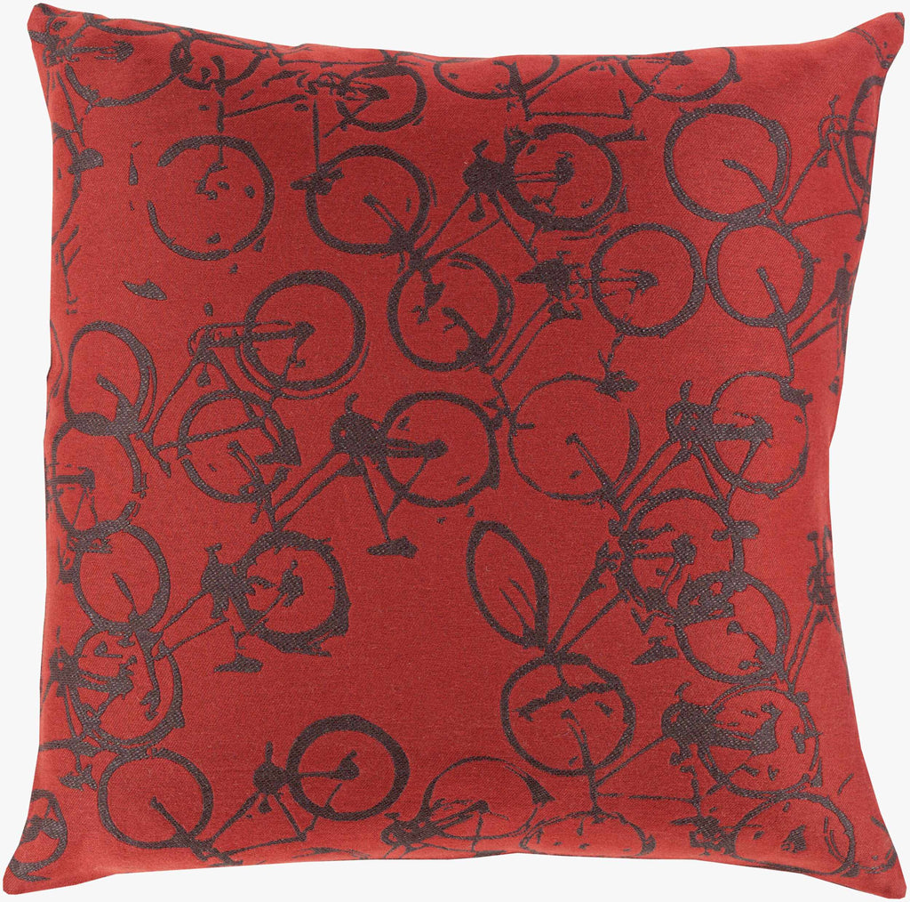 W&F Collection | Wilmar Red Bicycle Print Throw Pillow