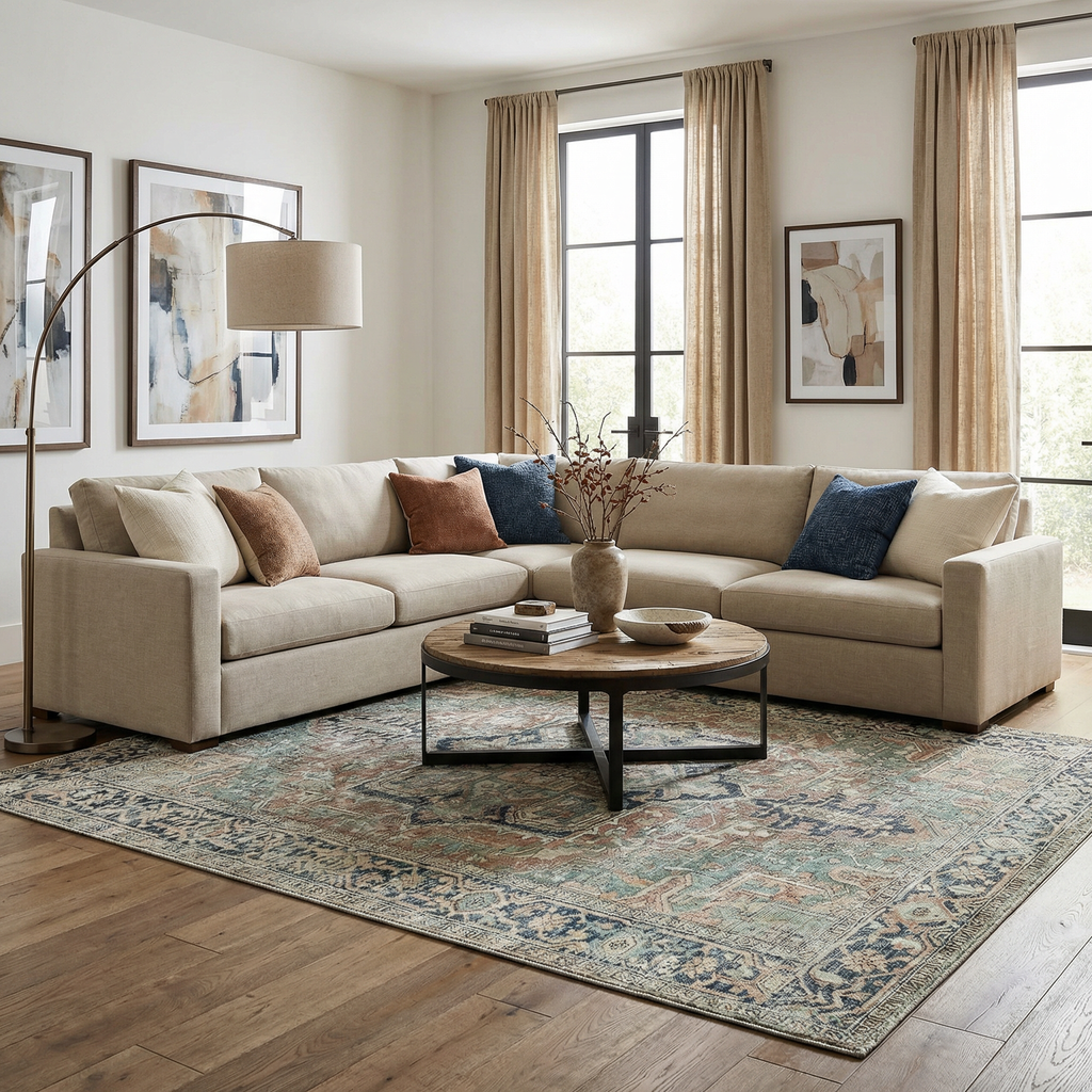 W&F Collection | Green Nisa Tumble Dry Washable Rug