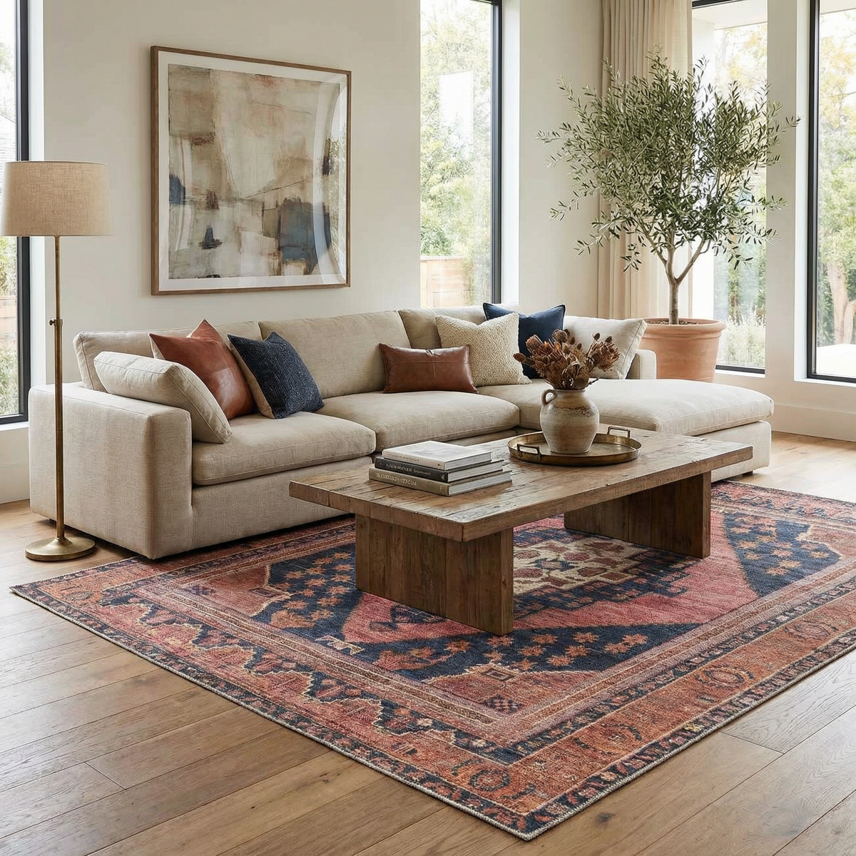 W&F Collection | Malamote Vintage Flat Pile Washable Rug