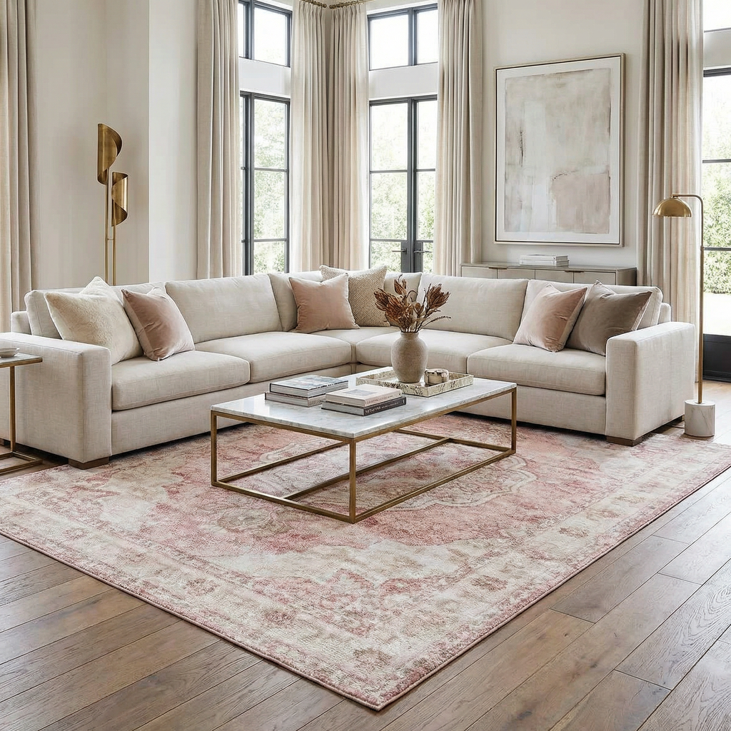 W&F Collection | Kandos Blush & Light Pink Area Rug