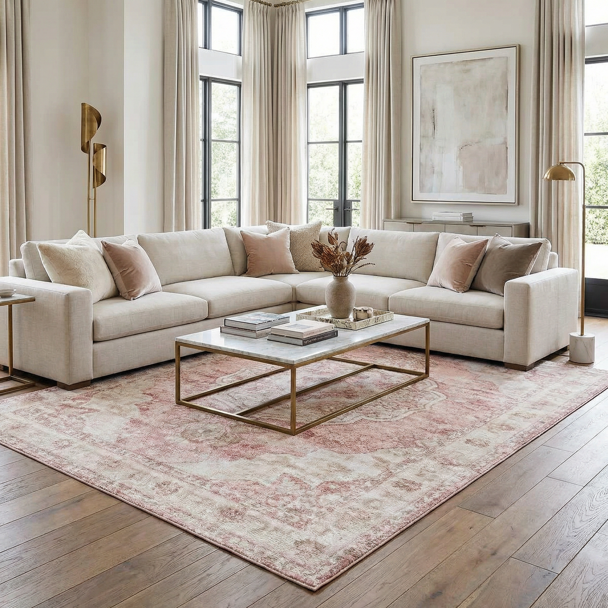 W&F Collection | Kandos Blush & Light Pink Area Rug