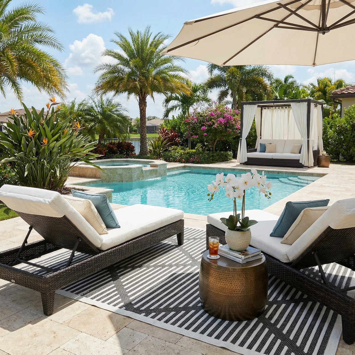 W&F Collection | Anah 3D Black Outdoor Rug