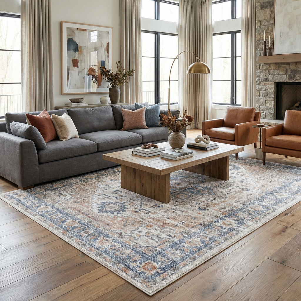 W&F Collection | Ezri Cream Washable Area Rug