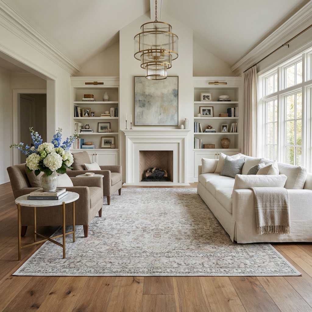 W&F Collection | Cream Holi-2301 Washable Area Rug