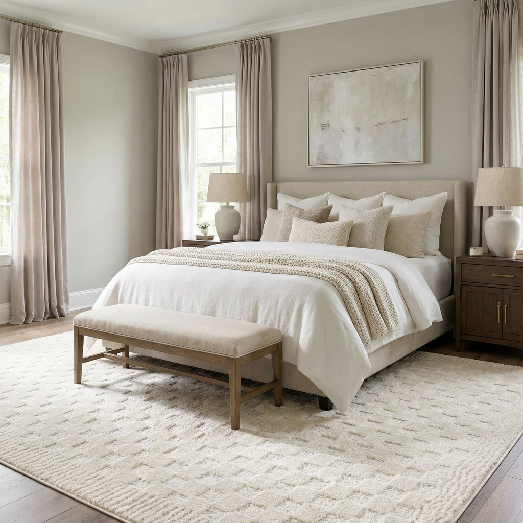 W&F Collection | Leryn Ivory Checkered Area Rug