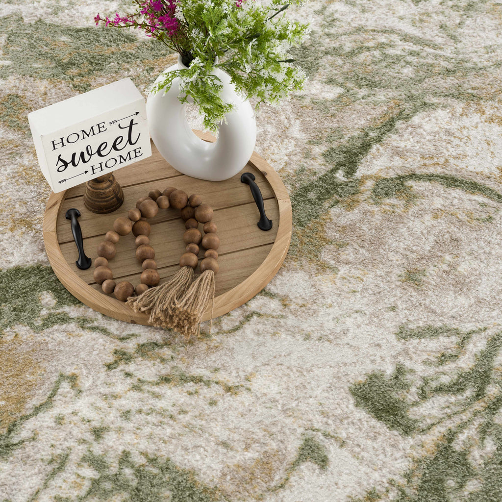 W&F Collection | Lively Marble Green Area Rug