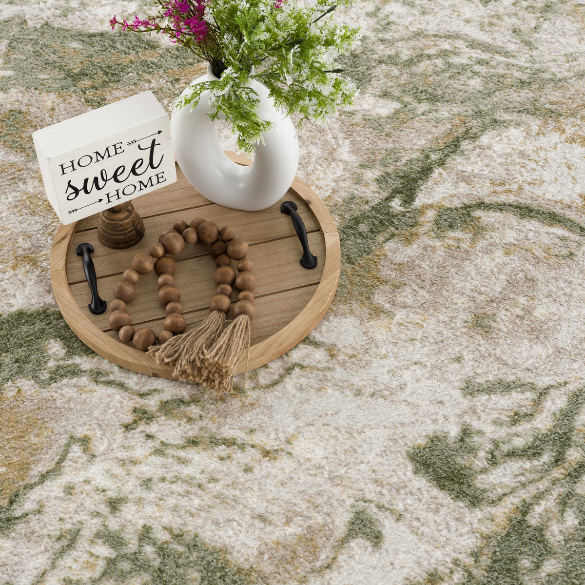 W&F Collection | Lively Marble Green Area Rug