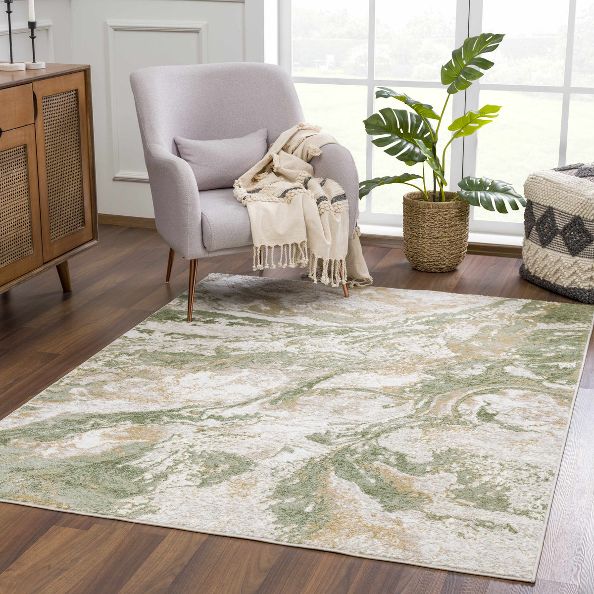 W&F Collection | Lively Marble Green Area Rug
