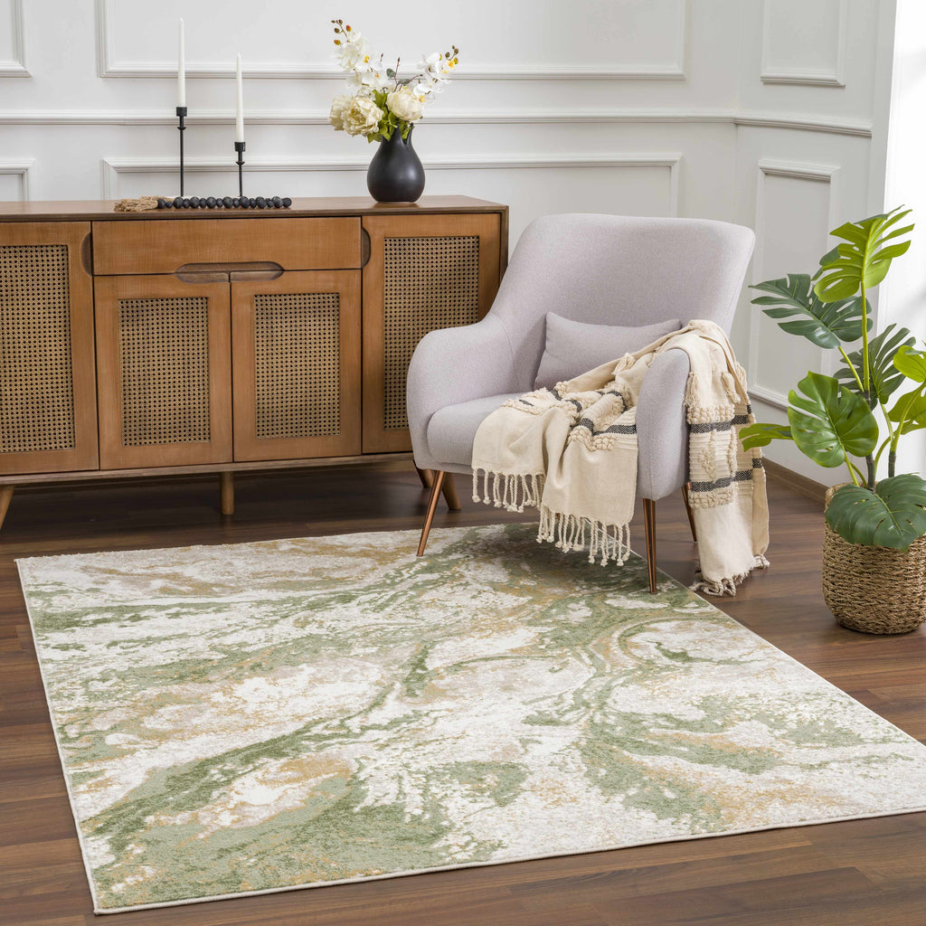 W&F Collection | Lively Marble Green Area Rug