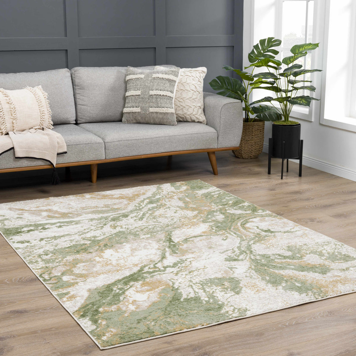 W&F Collection | Lively Marble Green Area Rug