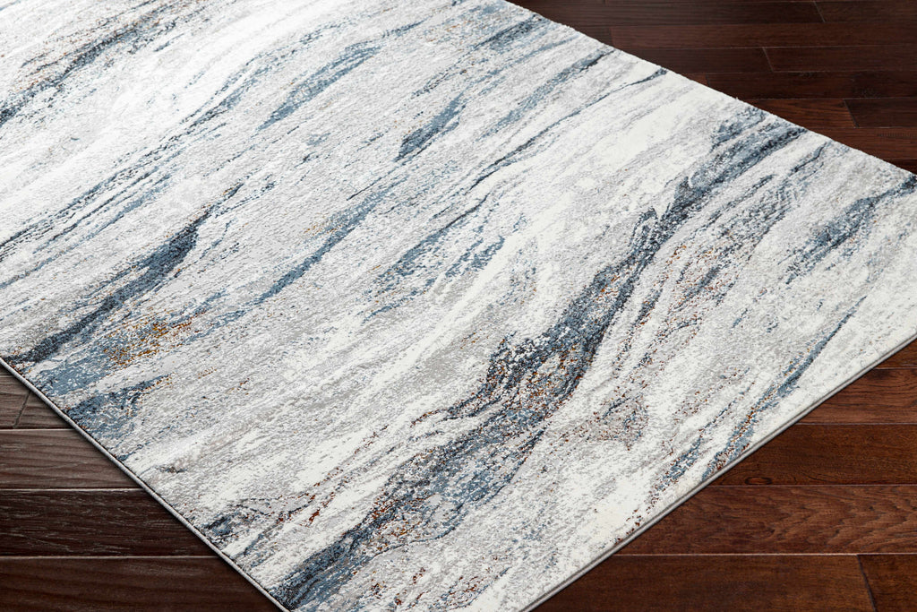 W&F Collection | Glain Gray & Blue Marble Area Rug