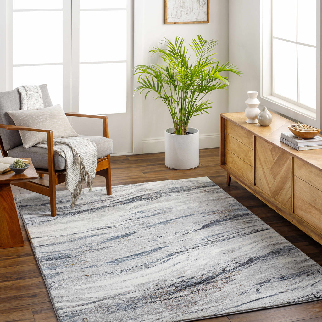 W&F Collection | Glain Gray & Blue Marble Area Rug