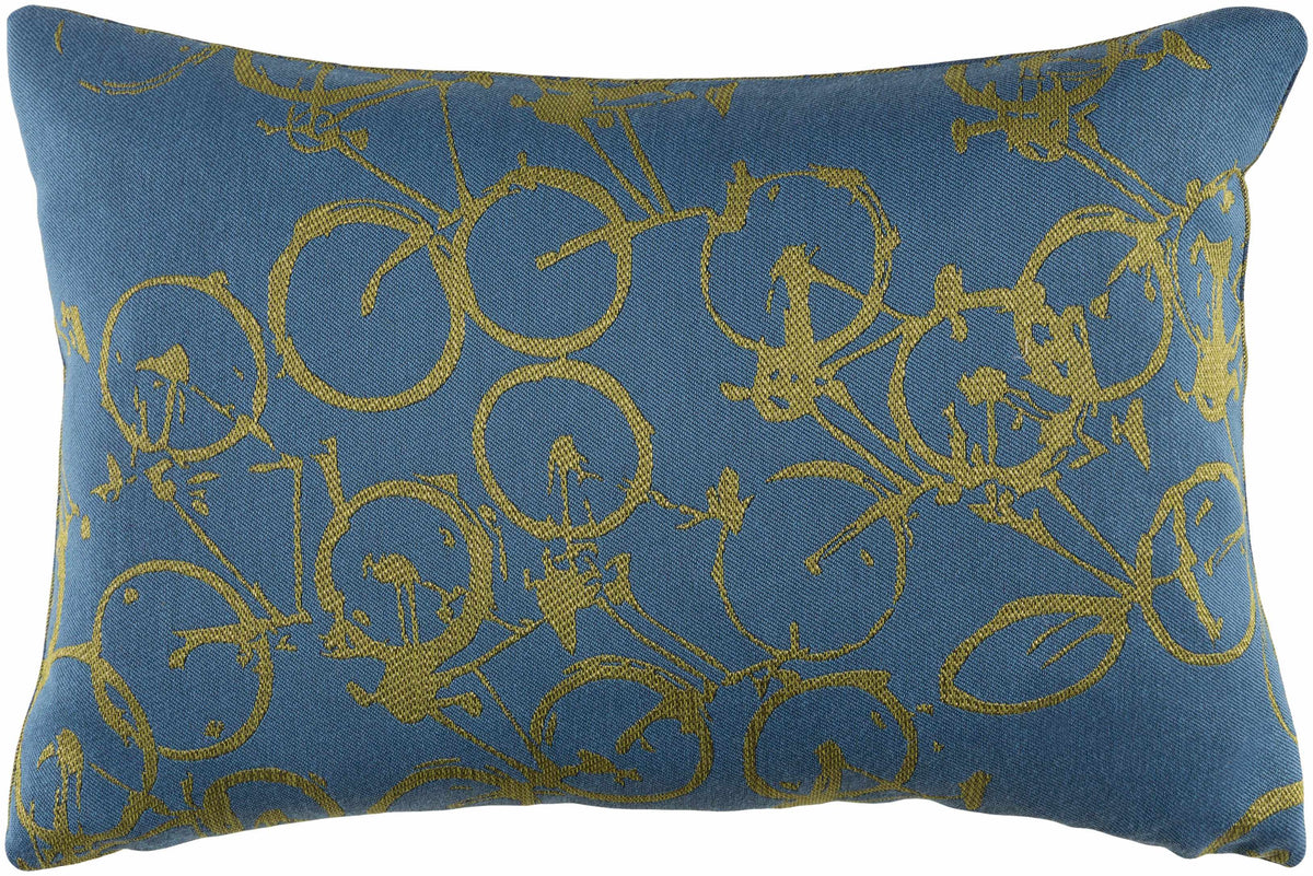W&F Collection | Saranac Gold Bicycle Blue Throw Pillow