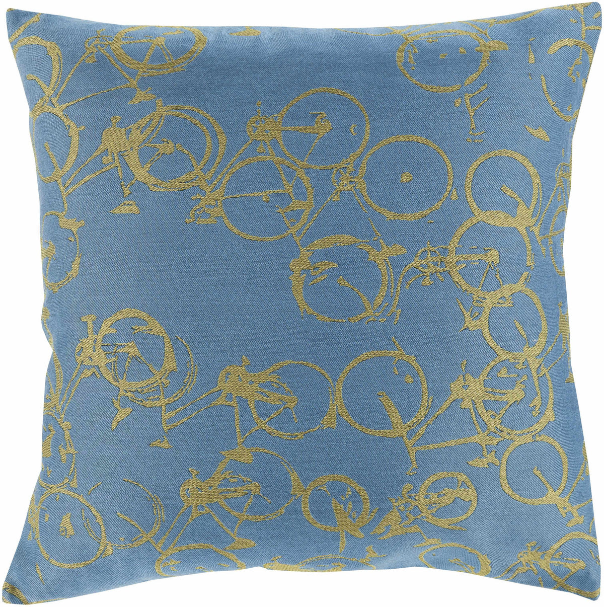 W&F Collection | Saranac Gold Bicycle Blue Throw Pillow