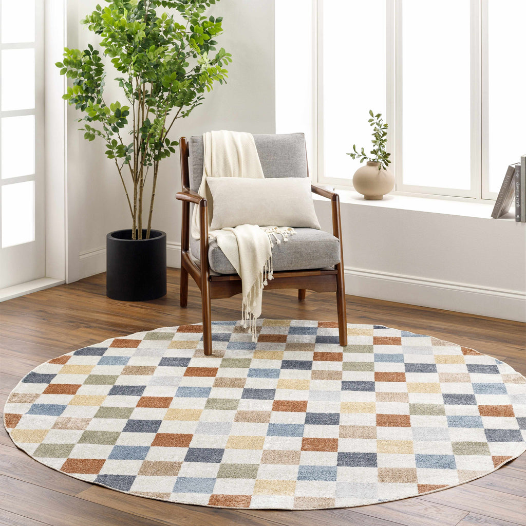 W&F Collection | Alie Colorful Checkered Washable Rug